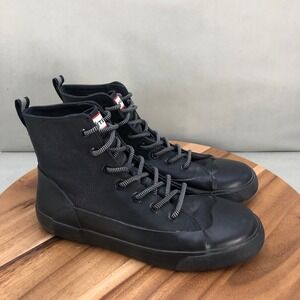 Hunter Black Lace-Up Winter Boots